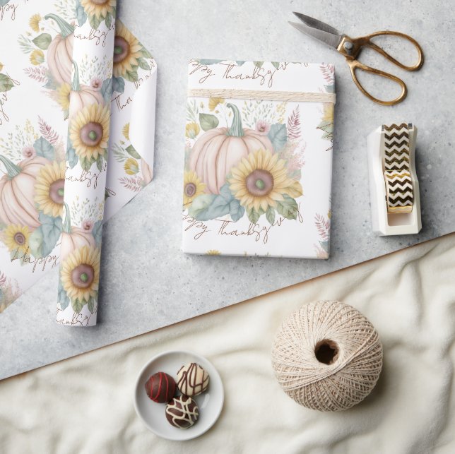 Pastellpumpa och boho blomster anpassad presentpapper (Hantverk)