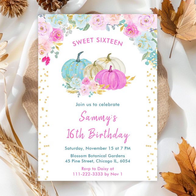 Pastellpumpor Konfetti Sweet Sixteen Inbjudningar (Skapare uppladdad)