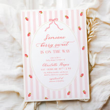 Pastellrandig bjudning för baby shower med tema bä