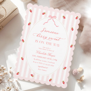 Pastellrandig bjudning för baby shower med tema bä inbjudningar