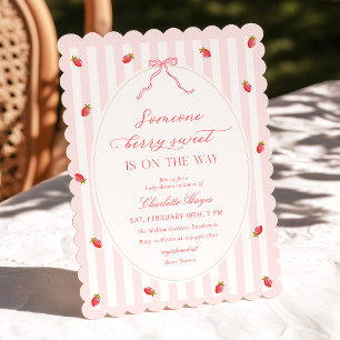 Pastellrandig bjudning för baby shower med tema bä inbjudningar
