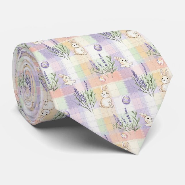 Pastellrandig Påskharen Mönster Slips (Rullad)