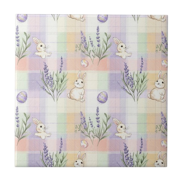Pastellrandig påskharpattern kakelplatta (Framsidan)