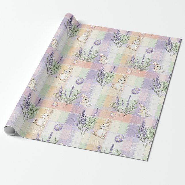 Pastellrandig påskharpattern presentpapper (Utrullad)