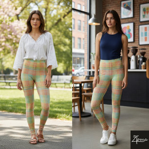Pastellrandigt Färgblock Ljust Vår Leggings