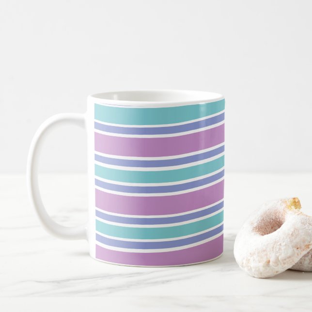 Pastellrandigt Mönster Kaffemugg (Med munk)