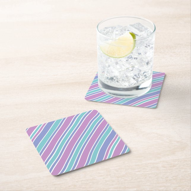Pastellrandigt Mönster Underlägg Papper Kvadrat (Insitu)