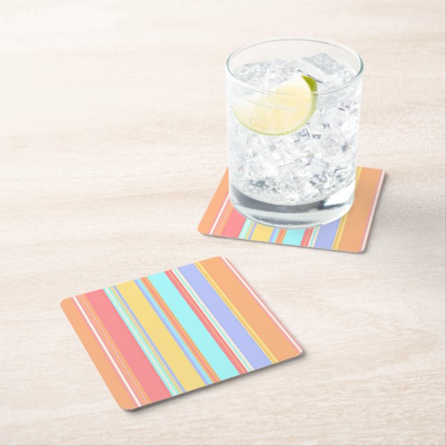 Pastellrandigt Mönster Underlägg Papper Kvadrat (Insitu)