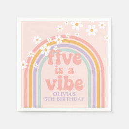 Pastellregnbåge Five is a Vibe 5-årsdag Pappersservett