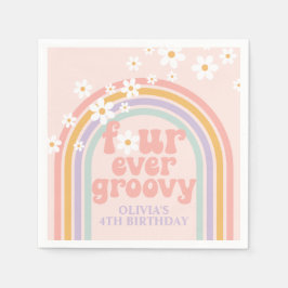 Pastellregnbåge fyra gånger Groovy 4e födelsedagen Pappersservett