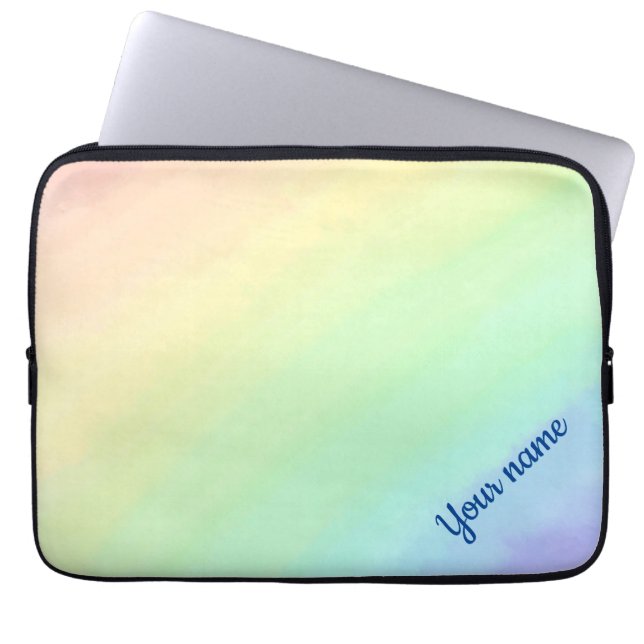 Pastellregnbåge personlig laptop sleeve (Framsidan)