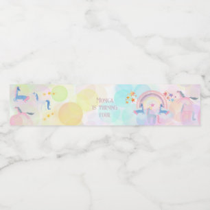 Pastellregnbåge, vattenfärgenmajs barns födelsedag vattenflaska etikett