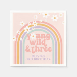 Pastellregnbåge Young Wild tre 3-årsdag Pappersservett