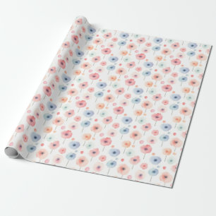 Pastellregnbågsblommor på vit presentpapper
