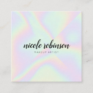 Pastellregnbågsfolografisk modern konstnär fyrkantigt visitkort