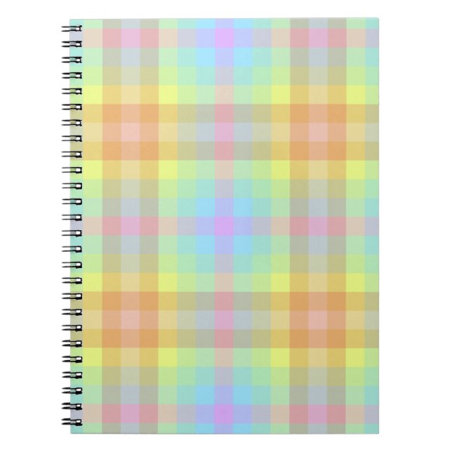 Pastellregnbågsnotisbok i Plaid Anteckningsbok (Framsidan)