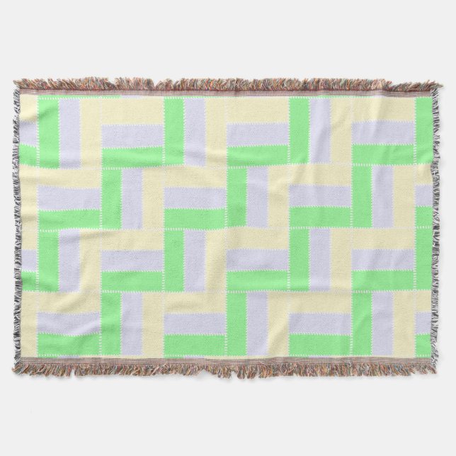 Pastellrektanglar Mönster vit streckad Linjer Filt (Framsidan)