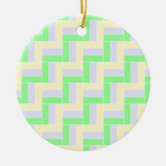 Pastellrektanglar Mönster vit streckad Linjer Julgransprydnad Keramik (Framsidan)