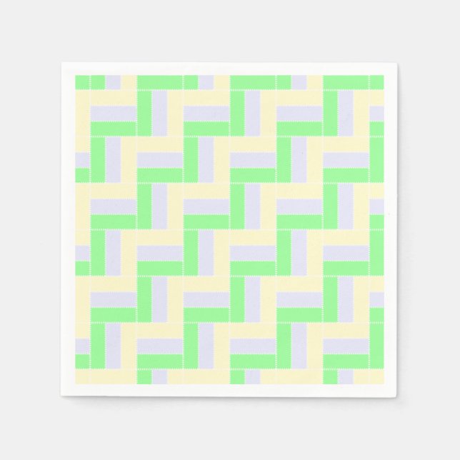 Pastellrektanglar Mönster vit streckad Linjer Pappersservett (Framsidan)