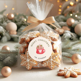 Pastellröd kakmugg God Jul Runt Klistermärke
