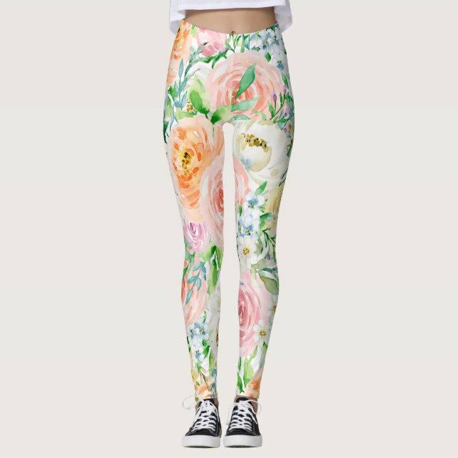 Pastellromantisk trädgård leggings (Framsida)