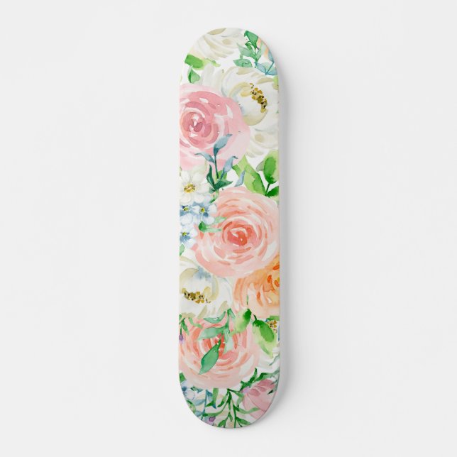 Pastellromantisk trädgård mini skateboard bräda 18,5 cm (Framsida)
