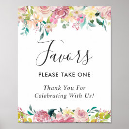 Pastellrosa blomsterbröllopspresentsskylt poster