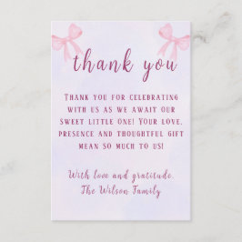 Pastellrosa Coquette-babyshower i vattenfärg Tack Kort