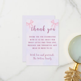 Pastellrosa Coquette-babyshower i vattenfärg Tack Kort