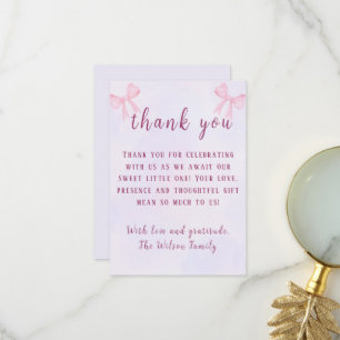 Pastellrosa Coquette-babyshower i vattenfärg Tack Kort