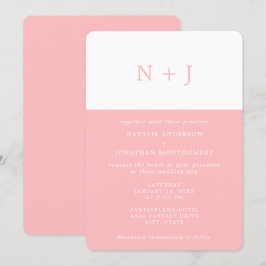 Pastellrosa Enkel Elegant Klassisk Minimal Bröllop Inbjudningar