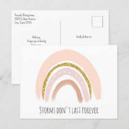 Pastellrosa & Falskt Glitter Boho Regnbåge Snart B Vykort