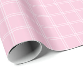 Pastellrosa fönsterrutemönstrad inslagspapper presentpapper
