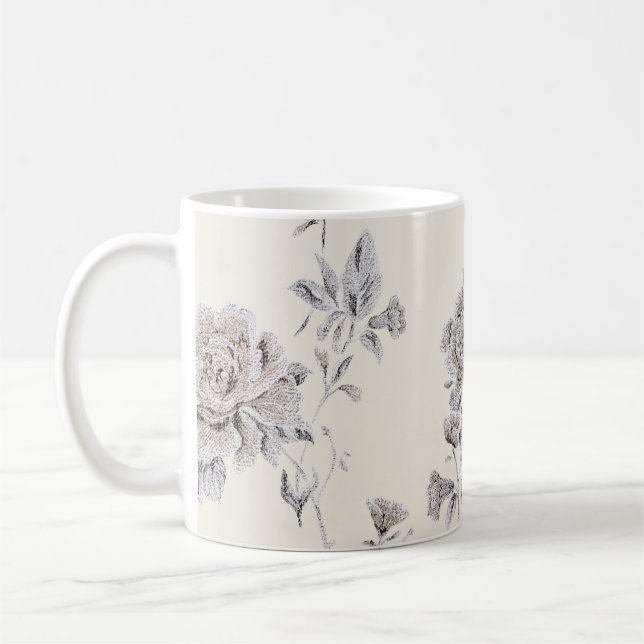 Pastellrosa mönster kaffemugg (Vänster)
