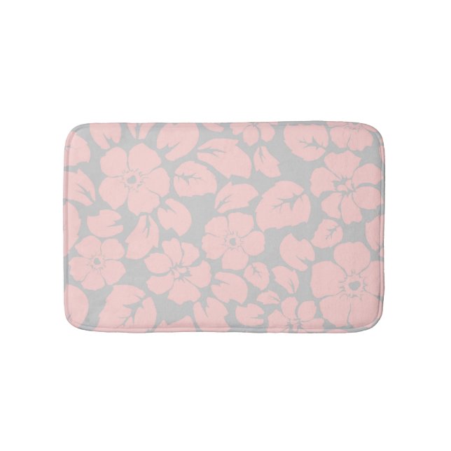Pastellrosa och grått blomstermonogram badrumsmatta (Framsidan)