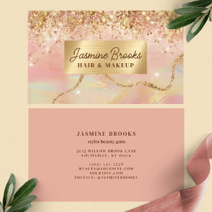 Pastellrosa och guld modern glitter visitkort
