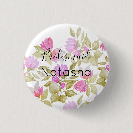 Pastellrosa och lila akvarellblommor knapp