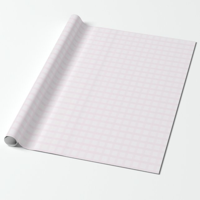 Pastellrosa och rose quartz rosa gingham-mönster presentpapper (Utrullad)