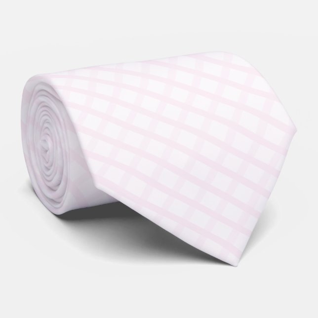 Pastellrosa och Rose Quartz Rosa Gingham Mönster Slips (Rullad)