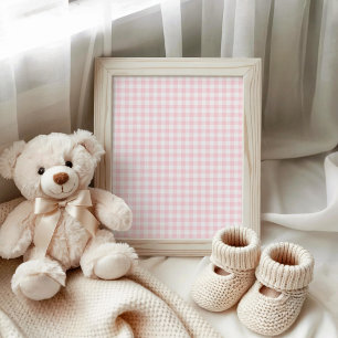 Pastellrosa och vit Gingham Poster