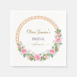 Pastellrosa rosor & babysand Brudkrans Pappersservett