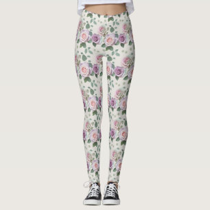 Pastellrosor i nyanser av lila mint och rodnad leggings
