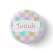 Pastellrutig “Teach” Knapp