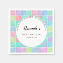 Pastellrutiga servetter baby shower block