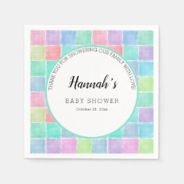 Pastellrutiga servetter baby shower block