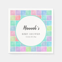 Pastellrutiga servetter baby shower block