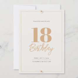 Pastellsand beige elegant 18:e födelsedag inbjudningar
