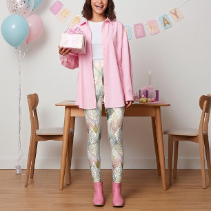 Pastellskimrande abstrakt rutigt mönster med prick leggings