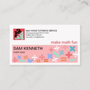 Pastellskuggor Math Symboler Math Tutor Visitkort