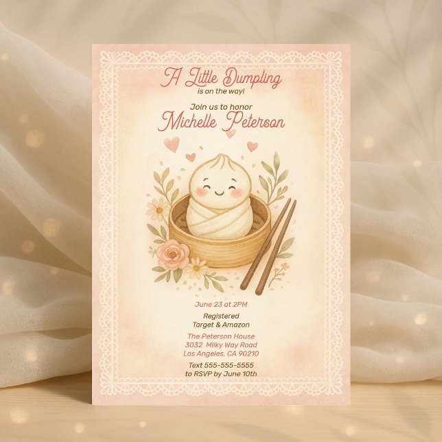 Pastellstövel för spädbarn i mamma till matform inbjudningar (Mom-to-Be Cute Little Dumpling Pastel Baby Shower Invitation)